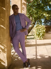 Pink Slim Fit Signature Cerutti Italian Fabric 100% Wool Suit Jacket - Image 2 of 10