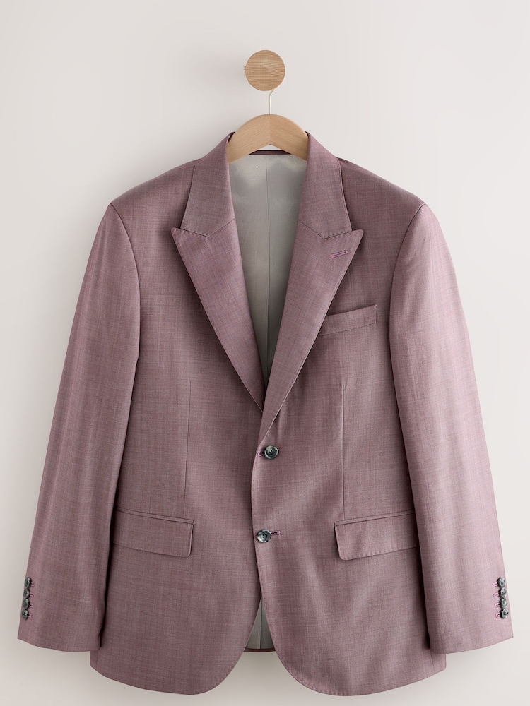 Pink Slim Fit Signature Cerutti Italian Fabric 100% Wool Suit Jacket - Image 6 of 10