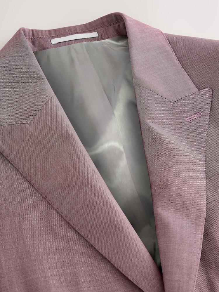 Pink Slim Fit Signature Cerutti Italian Fabric 100% Wool Suit Jacket - Image 7 of 10