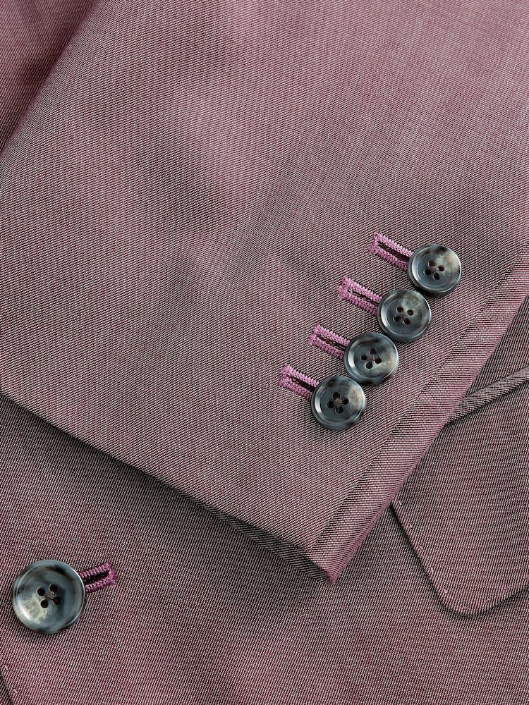 Pink Slim Fit Signature Cerutti Italian Fabric 100% Wool Suit Jacket - Image 8 of 10