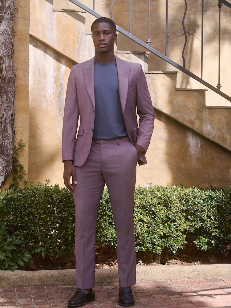 Rosa - Slim Fit Signature Cerutti 100% Wool Italian Fabric Suit Trousers - Imagen 2 de 10