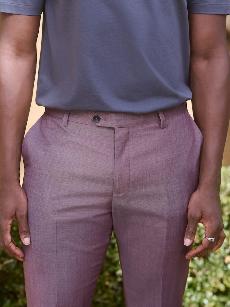 Pink Slim Fit Signature Cerutti 100% Wool Italian Fabric Suit Trousers - Image 4 of 10