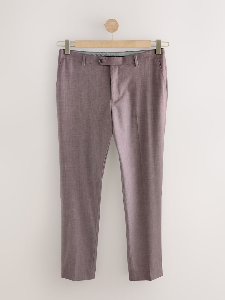 Pink Slim Fit Signature Cerutti 100% Wool Italian Fabric Suit Trousers - Image 5 of 10