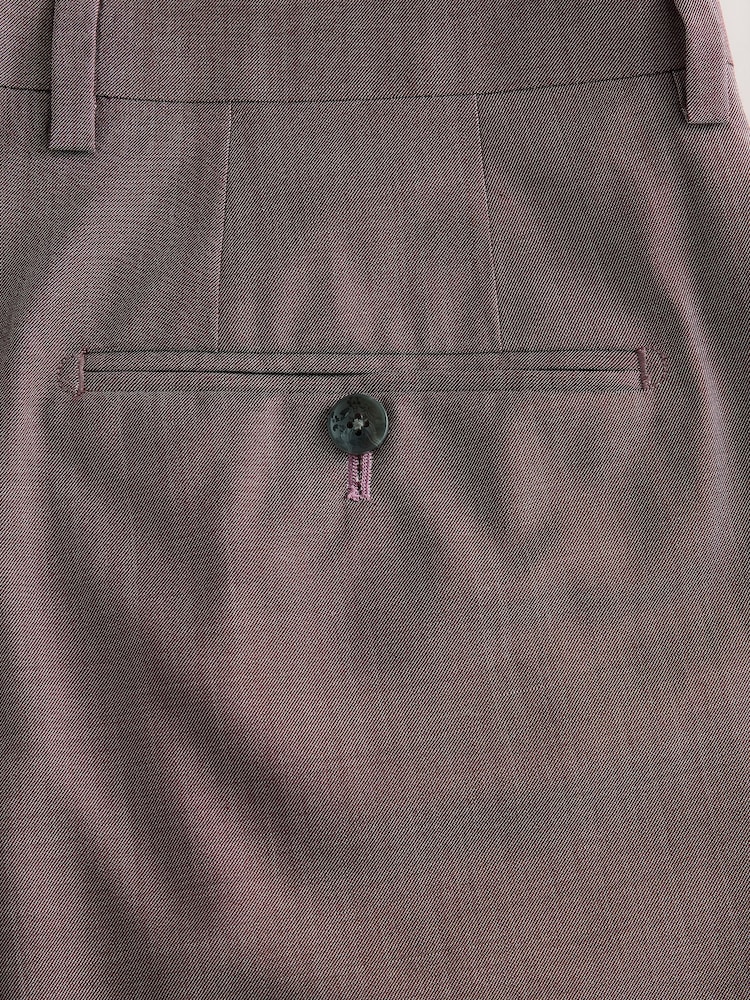 Pink Slim Fit Signature Cerutti 100% Wool Italian Fabric Suit Trousers - Image 8 of 10