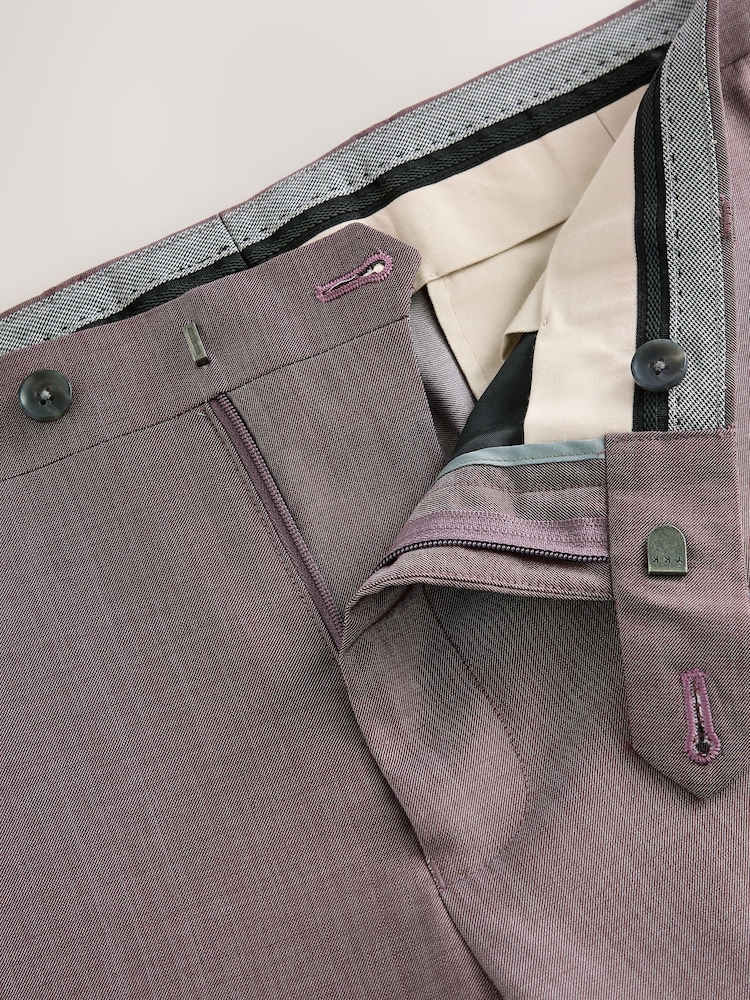 Pink Slim Fit Signature Cerutti 100% Wool Italian Fabric Suit Trousers - Image 9 of 10
