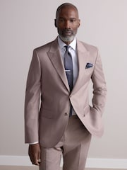 لون محايد - Slim Fit Signature Cerutti Italian Fabric 100% Wool Suit Jacket - صورة 1 من 4