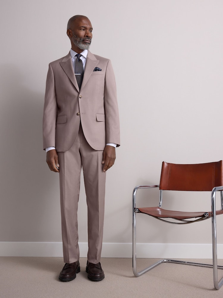 لون محايد - Slim Fit Signature Cerutti Italian Fabric 100% Wool Suit Jacket - صورة 2 من 4