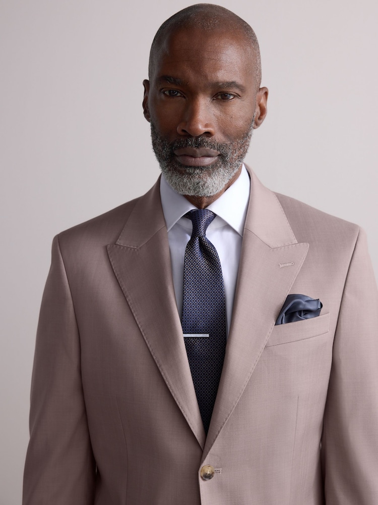 لون محايد - Slim Fit Signature Cerutti Italian Fabric 100% Wool Suit Jacket - صورة 4 من 4