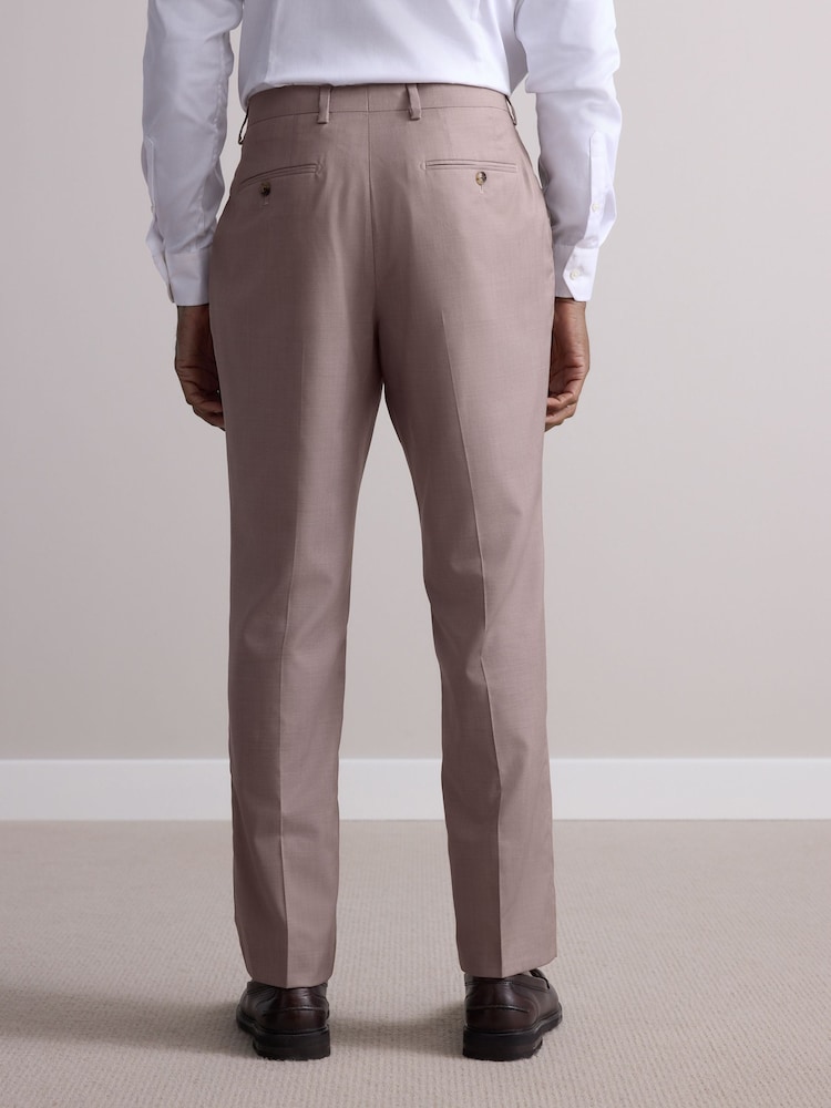 Neutral Slim Fit Signature Cerutti 100% Wool Italian Fabric Suit Trousers - Image 3 of 5