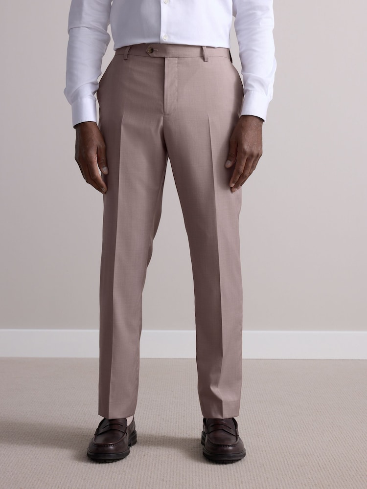 Neutral Slim Fit Signature Cerutti 100% Wool Italian Fabric Suit Trousers - Image 4 of 5