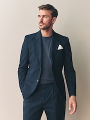 Navy Slim Fit Siganture Sondrio Italian Fabric Suit Jacket - Image 1 of 10
