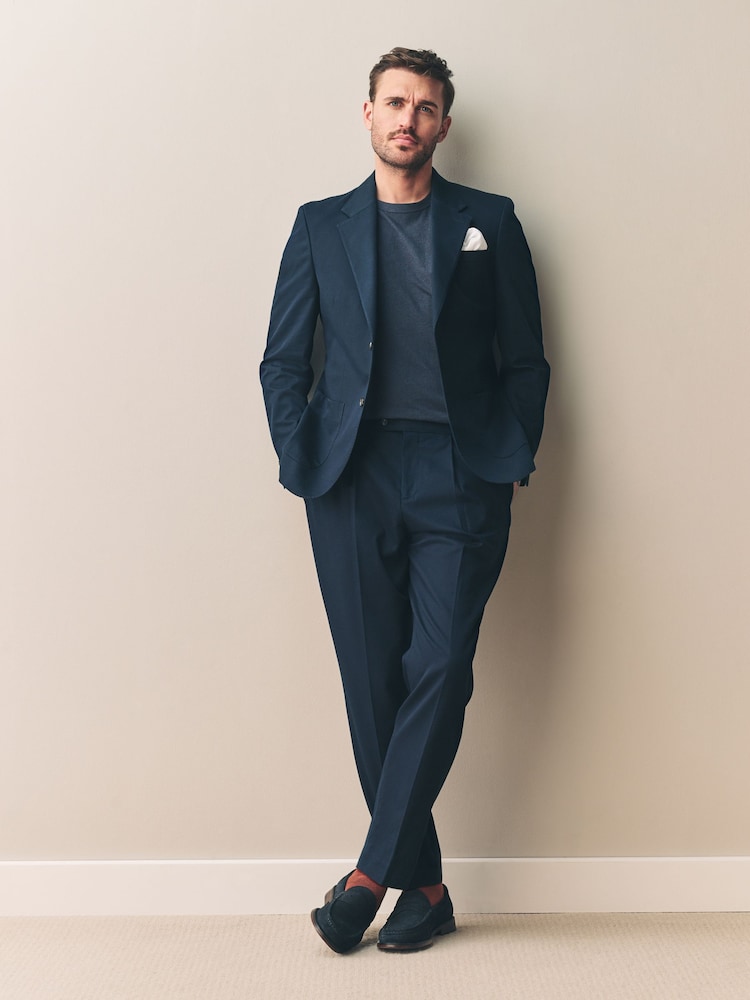 Navy Slim Fit Siganture Sondrio Italian Fabric Suit Trousers - Image 2 of 11