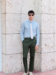 Green Slim Fit Siganture Sondrio Italian Fabric Suit Trousers - Image 2 of 10