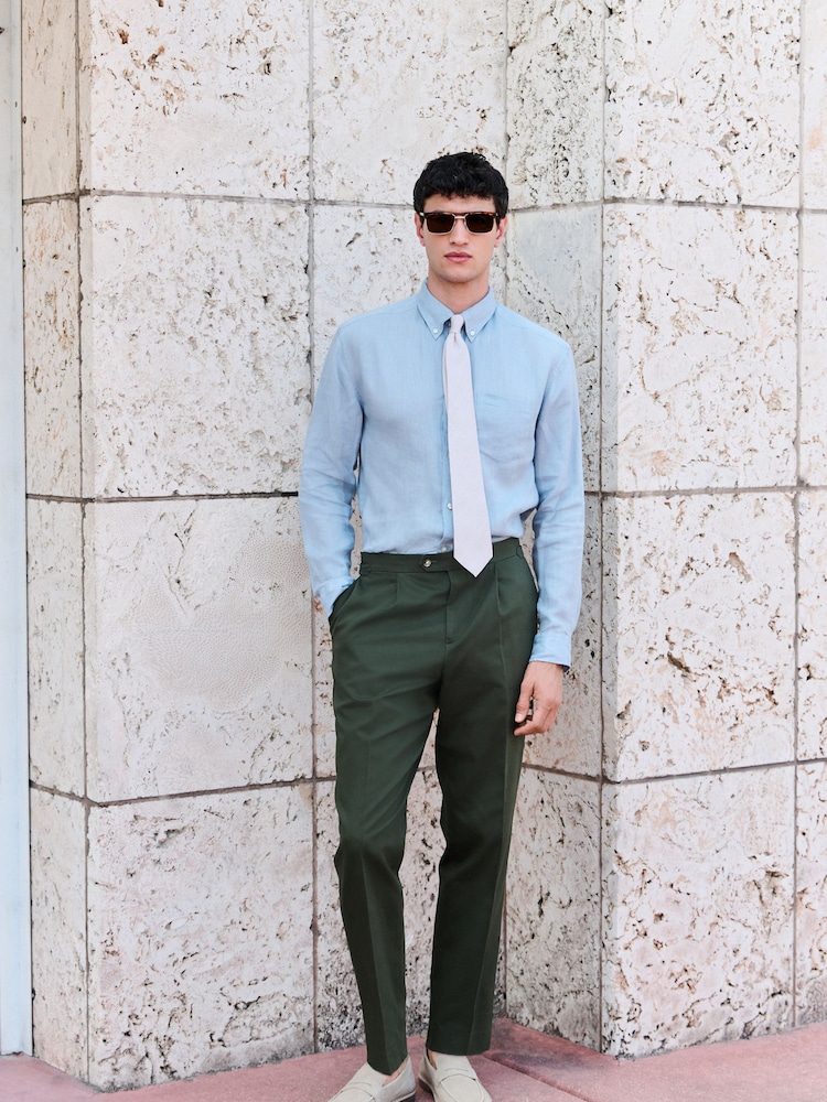 Green Slim Fit Siganture Sondrio Italian Fabric Suit Trousers - Image 2 of 10