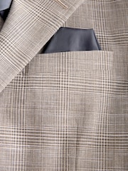 Neutral Slim Fit Tollegno Linen Blend Check Suit Jacket - Image 10 of 10