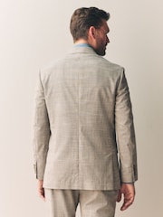 Neutral Slim Fit Tollegno Linen Blend Check Suit Jacket - Image 3 of 5