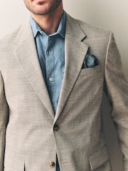 Neutral Slim Fit Tollegno Linen Blend Check Suit Jacket - Image 4 of 5