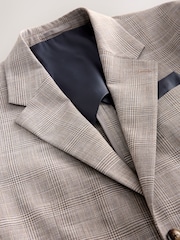 Neutral Slim Fit Tollegno Linen Blend Check Suit Jacket - Image 8 of 10
