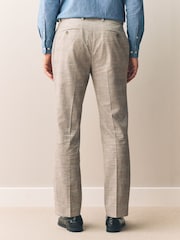 Нейтральный - Tollegno Linen Blend Check Suit Trousers - Image 3 of 5