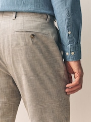 Нейтральный - Tollegno Linen Blend Check Suit Trousers - Image 4 of 5