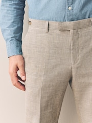 Нейтральный - Tollegno Linen Blend Check Suit Trousers - Image 5 of 5