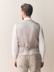 Нейтральный - Tollegno Linen Blend Check Suit Waistcoat - Image 3 of 8