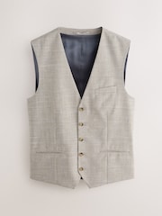 Нейтральный - Tollegno Linen Blend Check Suit Waistcoat - Image 5 of 8