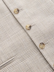 Нейтральный - Tollegno Linen Blend Check Suit Waistcoat - Image 8 of 8