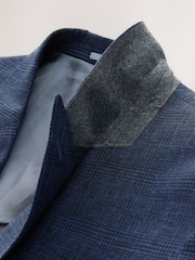 Blau - Karierte Slim-Fit Anzugjacke aus Tollegno-Leinenmischung - Bild 7 von 9