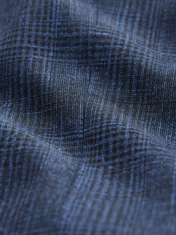 Blau - Karierte Slim-Fit Anzugjacke aus Tollegno-Leinenmischung - Bild 9 von 9
