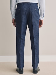 Blue Slim Fit Tollegno Linen Blend Check Suit Trousers - Image 3 of 5