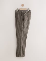 Brown Slim Fit Leomaster 100% Linen Suit Trousers - Image 7 of 10