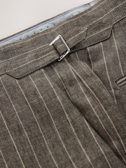 Brown Slim Fit Leomaster 100% Linen Suit Trousers - Image 9 of 10
