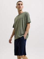 JACK & JONES Green/Navy Logo T-Shirt And Short Lounge Set - Image 1 of 10