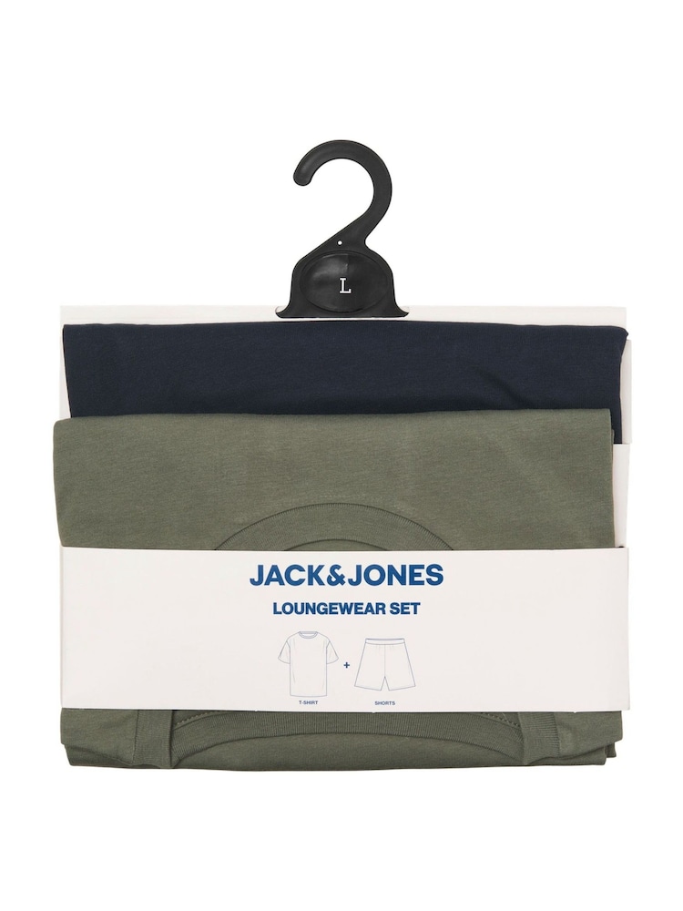 JACK & JONES Green/Navy Logo T-Shirt And Short Lounge Set - Image 10 of 10