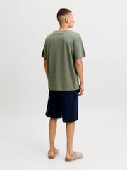 JACK & JONES Green/Navy Logo T-Shirt And Short Lounge Set - Image 2 of 10