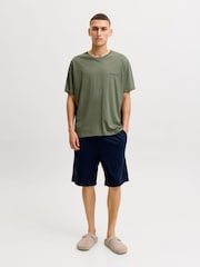 JACK & JONES Green/Navy Logo T-Shirt And Short Lounge Set - Image 4 of 10