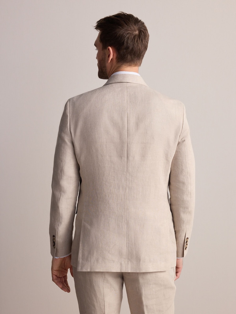 Pierre - Slim Fit Leomaster Italian 100% Linen Suit Jacket - Image 3 of 9