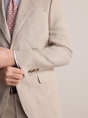 Pierre - Slim Fit Leomaster Italian 100% Linen Suit Jacket - Image 4 de 9