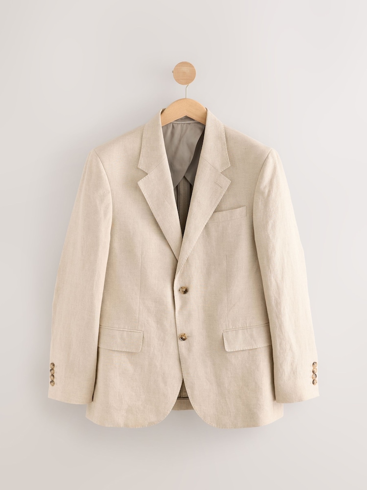 Pierre - Slim Fit Leomaster Italian 100% Linen Suit Jacket - Image 5 of 9