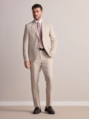 Stone - Slim Fit Signature Leomaster Italian 100% Linen Fabric Suit Trousers - Image 2 of 10