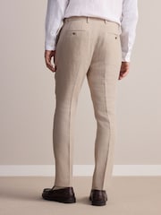 Stone - Slim Fit Signature Leomaster Italian 100% Linen Fabric Suit Trousers - Image 3 of 10