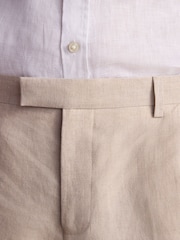Stone - Slim Fit Signature Leomaster Italian 100% Linen Fabric Suit Trousers - Image 5 of 10