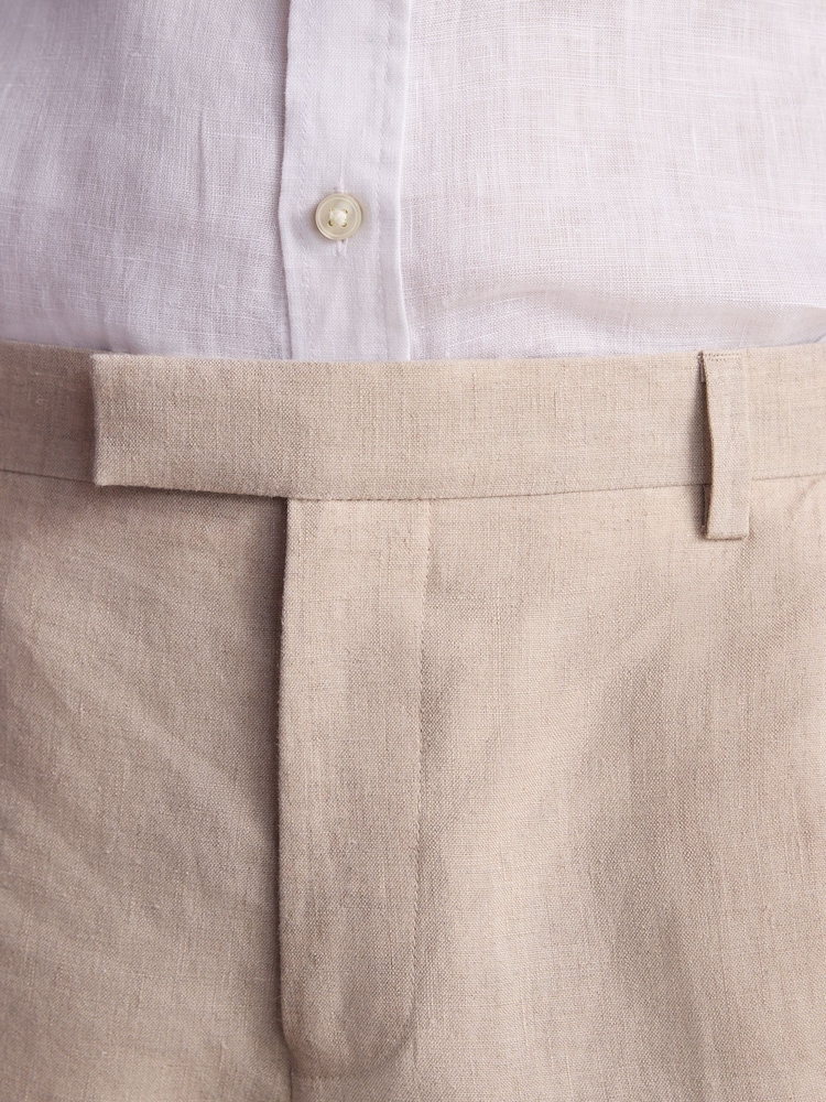 Stone - Slim Fit Signature Leomaster Italian 100% Linen Fabric Suit Trousers - Image 5 of 10
