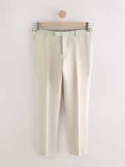 Stone - Slim Fit Signature Leomaster Italian 100% Linen Fabric Suit Trousers - Image 6 of 10