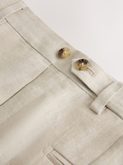 Stone - Slim Fit Signature Leomaster Italian 100% Linen Fabric Suit Trousers - Image 9 of 10