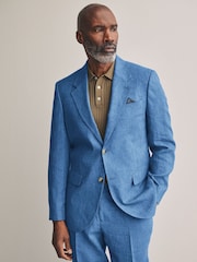 Blau - Slim Fit Leomaster Anzugjacke aus italienischem Stoff - Image 1 of 11