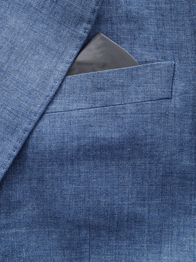 Blue Slim Fit Leomaster Italian 100% Linen Suit Jacket - Image 11 of 11 Blue Slim Fit Leomaster Italian 100% Linen Suit Jacket - Image 11 of 11