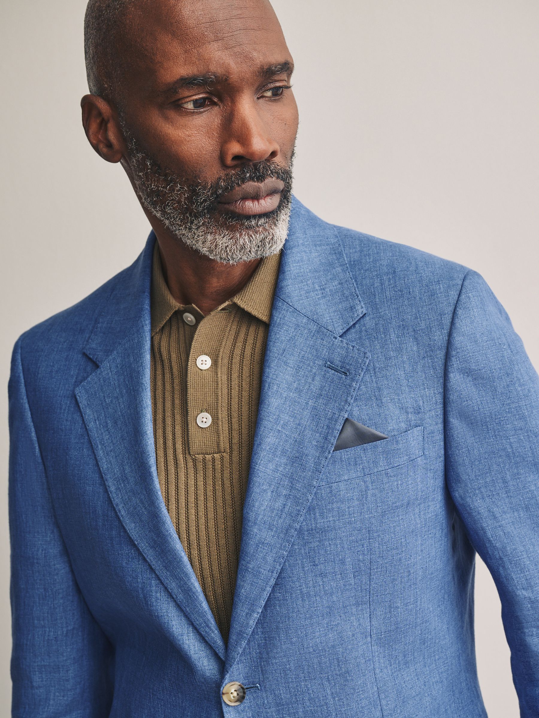 Buy Blue Slim Fit Leomaster Italian 100% Linen Suit Jacket from