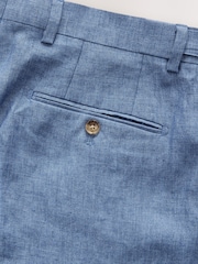 Blue Slim Fit Signature Leomaster Italian 100% Linen Fabric Suit Trousers - Image 13 of 13